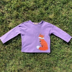 Mini Boden Girls Forest Appliqué T-shirt - Fox (Size 3-4Y)